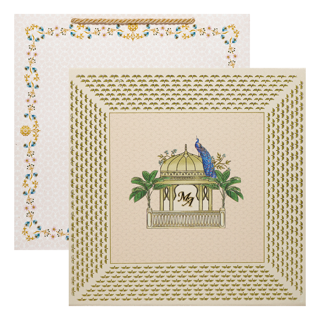 Pink Peacock Theme Wedding Invitation Box-KMMEX8370