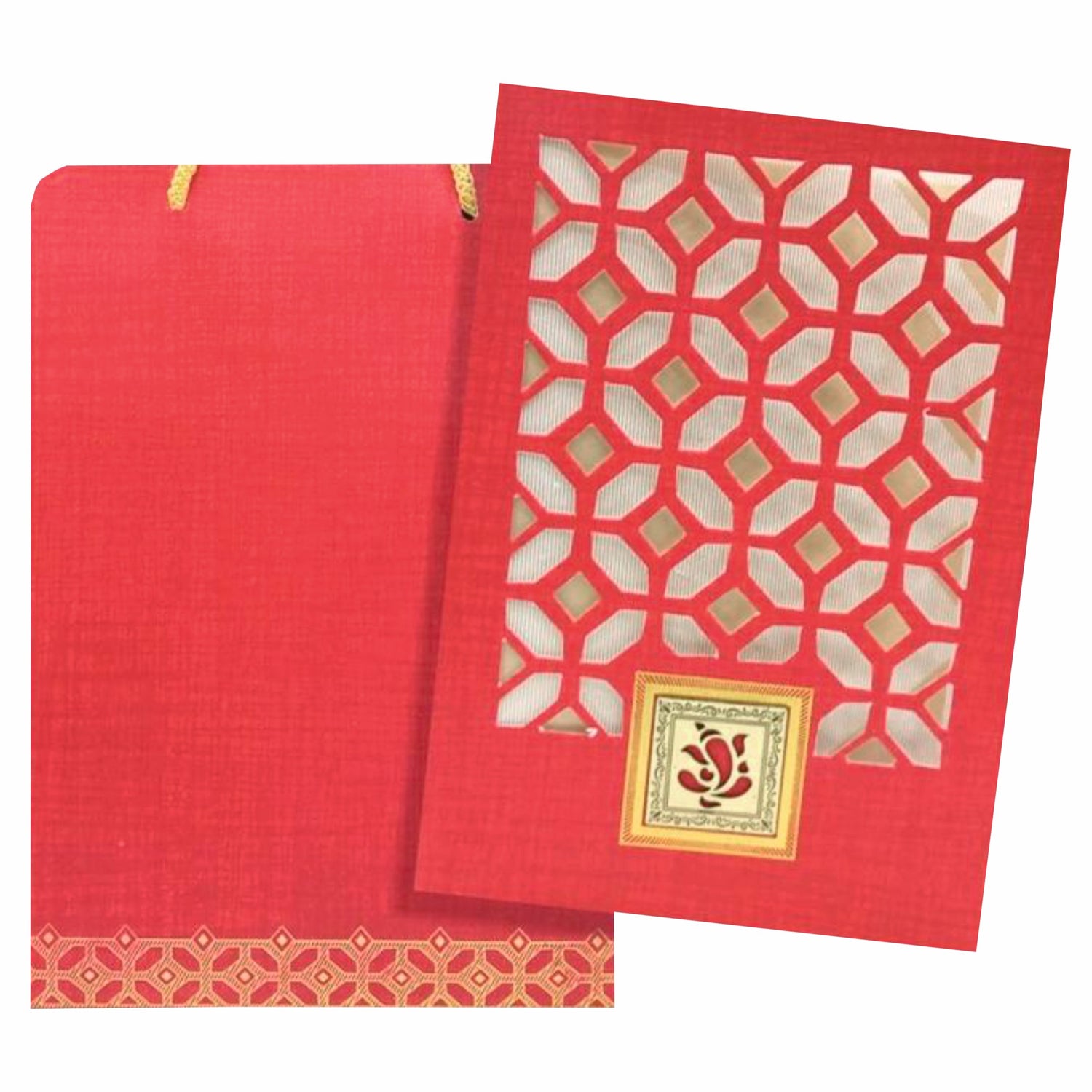 Red Die Cut Square Ganesha Card