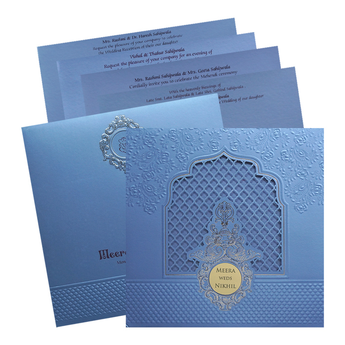 Light Blue MDF Wedding Card-King of Cards