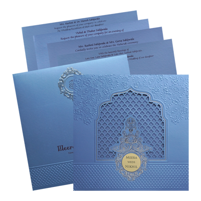 Light Blue MDF Wedding Card-King of Cards