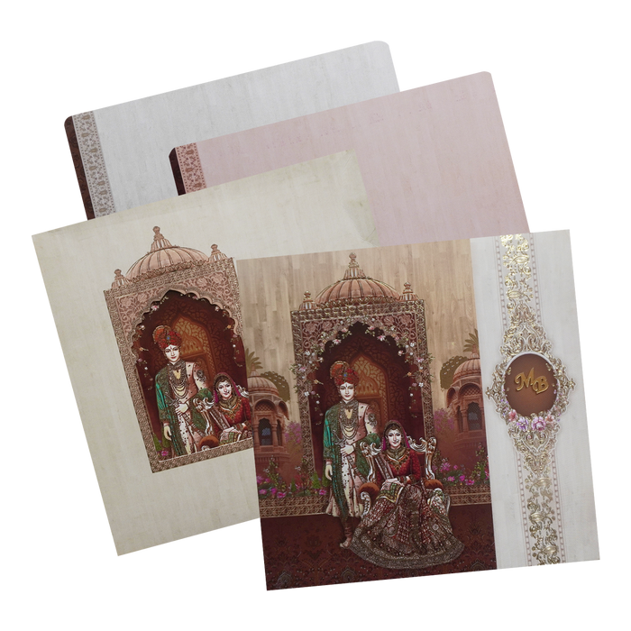 Royal Laser cut with Bride Groom Invitation-King of Cards