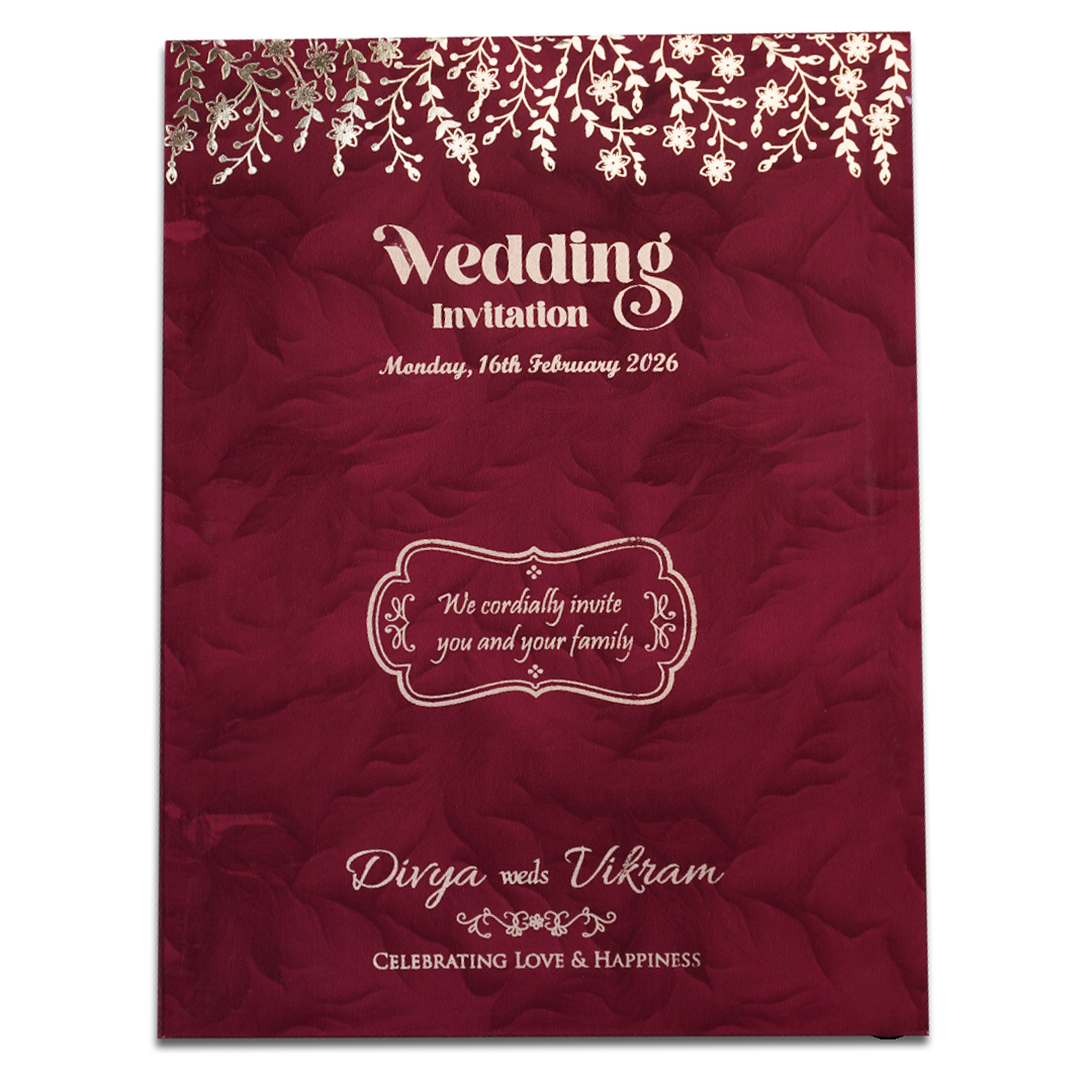 Red Gold Single Sheet Wedding Card-KNPD1485