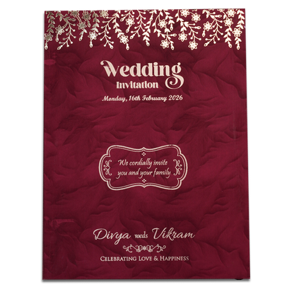 Red Gold Single Sheet Wedding Card-KNPD1485