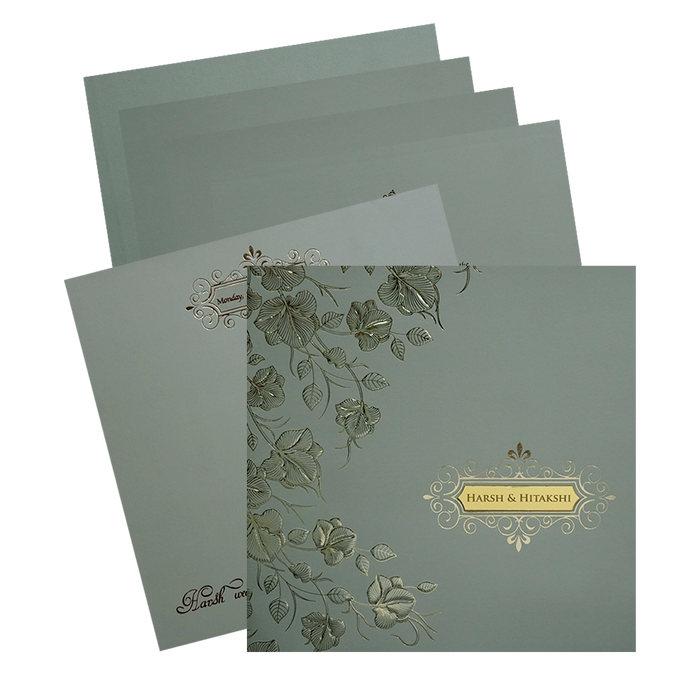 Grey Floral Marriage Card-King of Cards