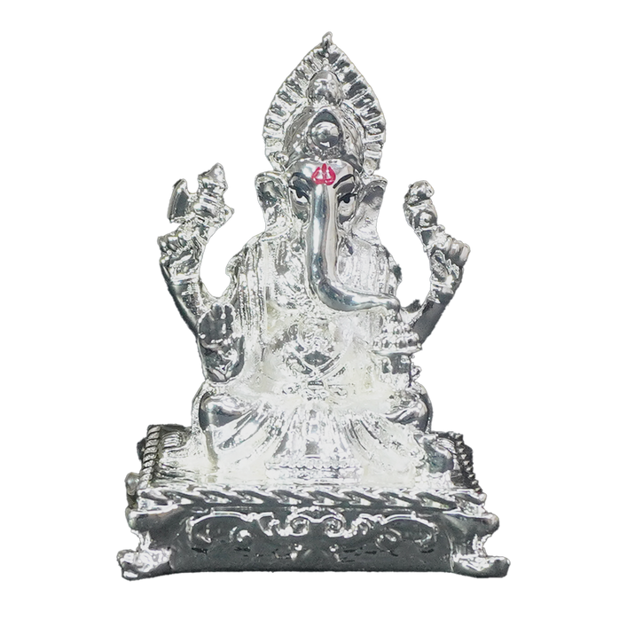 Silver Plated Lord Ganesha Idol-King of Cards