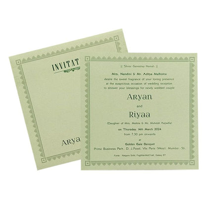 Pastel Green Single Sheet Invitation Card-King of Cards