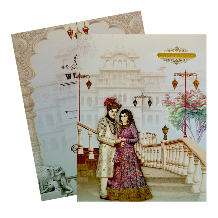 Blue Padded Royal Wedding Card-King of Cards