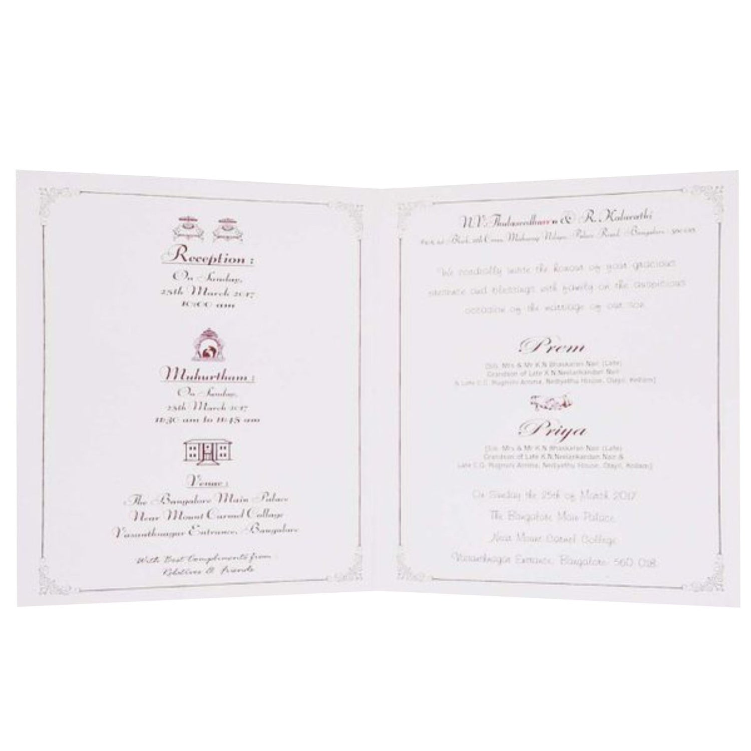 Flourishing White Shading  Wedding Invitation Card- KNK3280