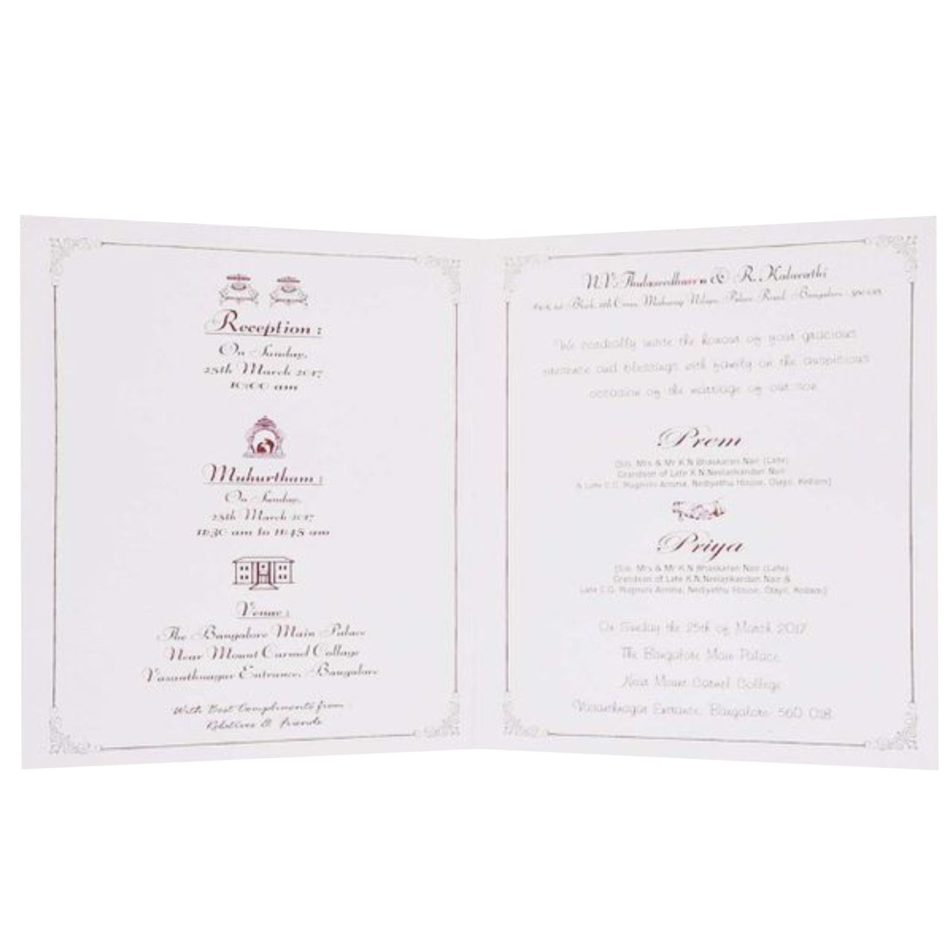 Flourishing White Shading  Wedding Invitation Card- KNK3280