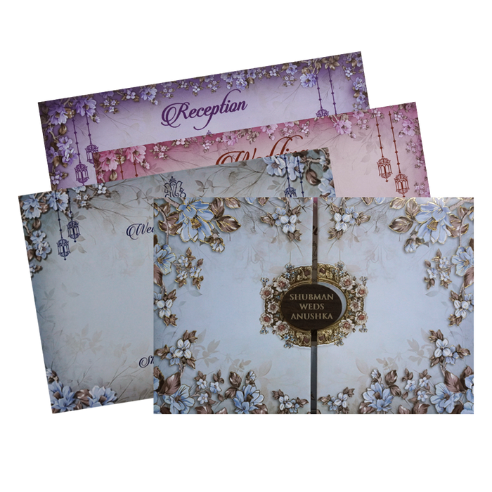 Light Blue Padded Wedding Invitation Card-King of Cards