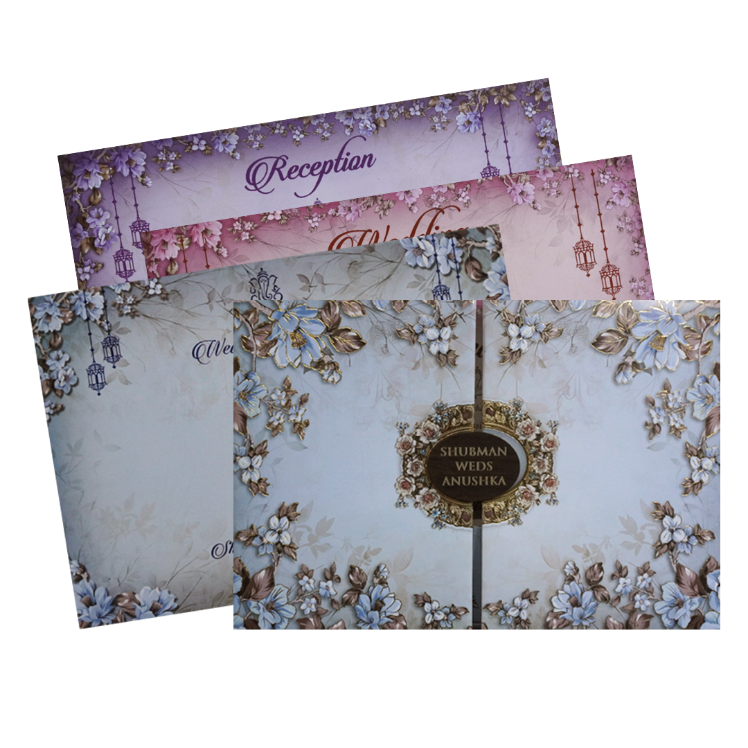 Light Blue Padded Wedding Invitation Card-KRB8240