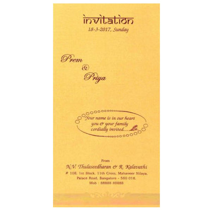 Blue Single Sheet With Gold Cover Invitation