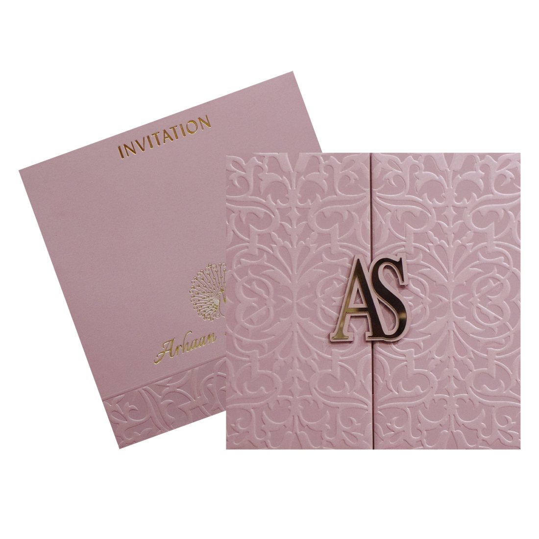 Pink Floral Textured Invitation Card-KRC30391