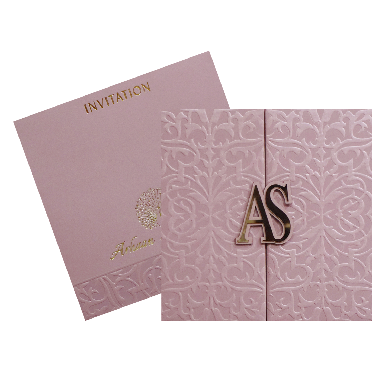 Pink Floral Textured Invitation Card-KRC30391