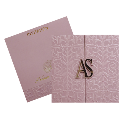 Pink Floral Textured Invitation Card-KRC30391