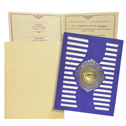 Blue Laser Cut Design Invitation Card-Kncm802b