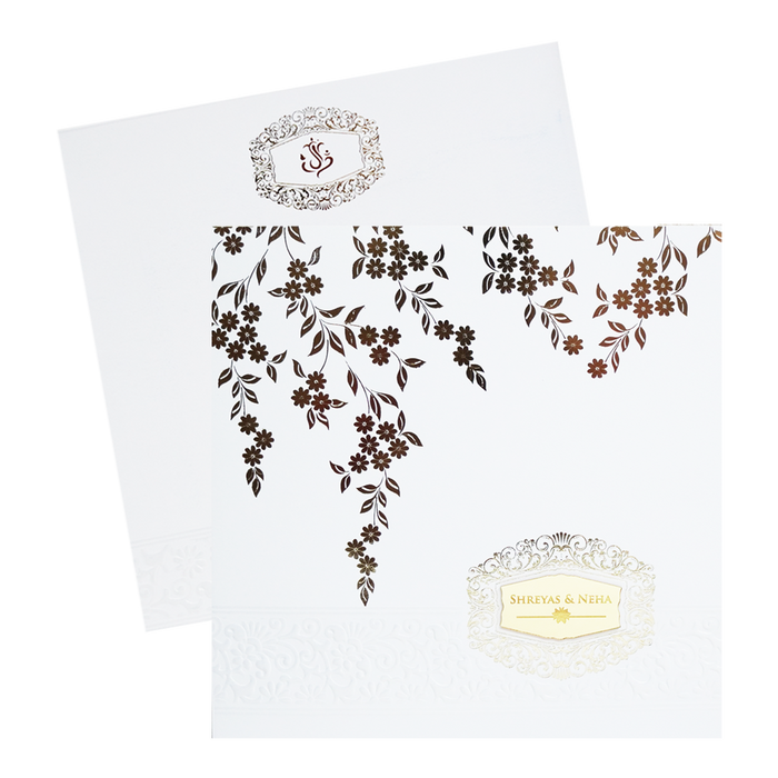 White Embossed Design Wedding Invitation Card-King of Cards