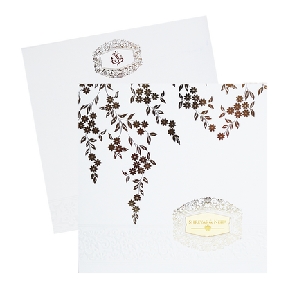 White Embossed Design Wedding Invitation Card-King of Cards