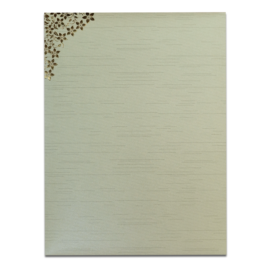 Green Gold Floral Ganesha Wedding Card-KNRM7082N