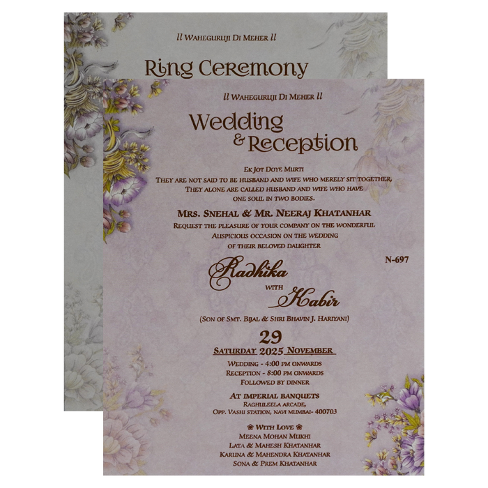 Very Light Purple Wedding Card-King of Cards