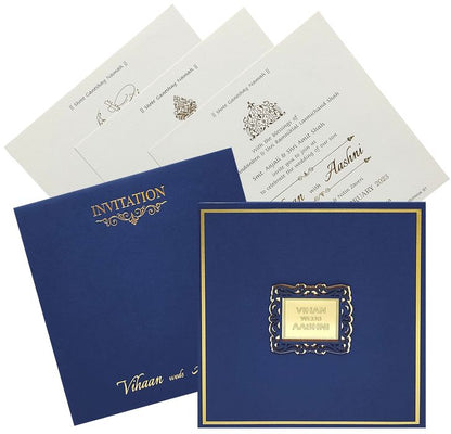 Blue Padded Invitation Card-King of Cards