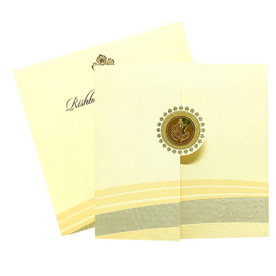Cream Foil Design Padded Invitation Card-KRC29232