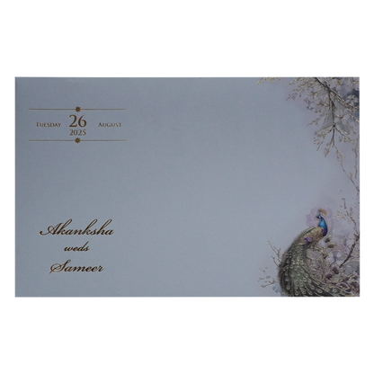 Grey Padded Marriage Invitation Card-King of Cards