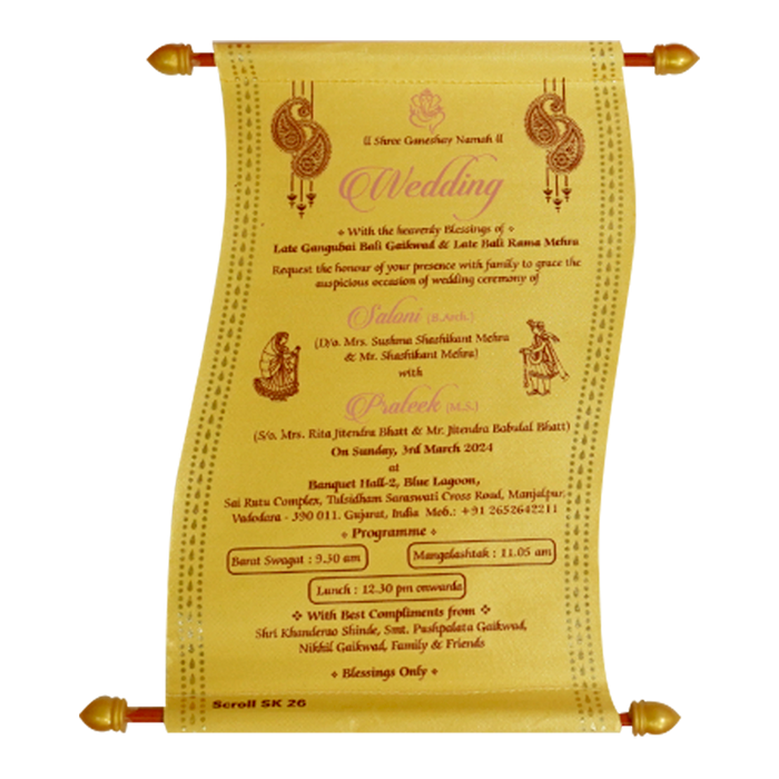 Silver Premium Scroll Invitation-King of Cards