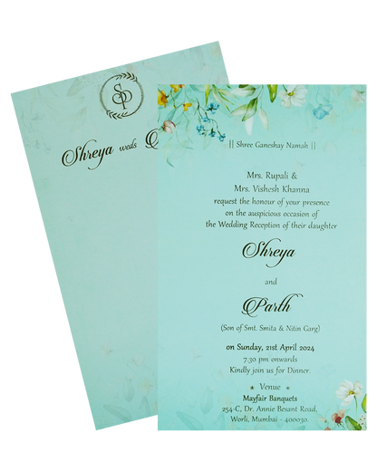 Blue Floral Single Card Design-KRCS7330