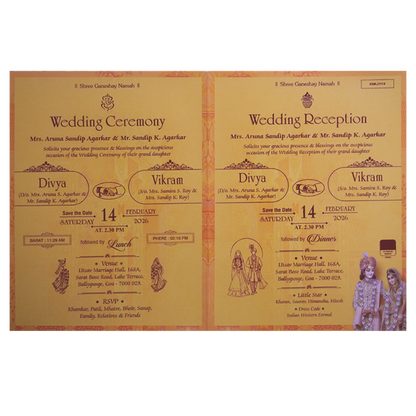 Orange Bride Groom Invitation Card-King of Cards