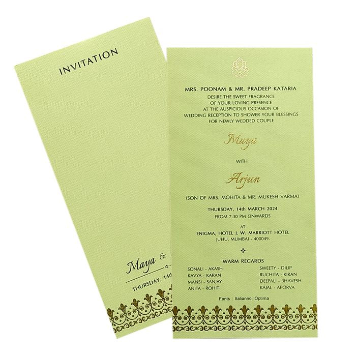 Pastel Green Floral Single Invitation Card-King of Cards