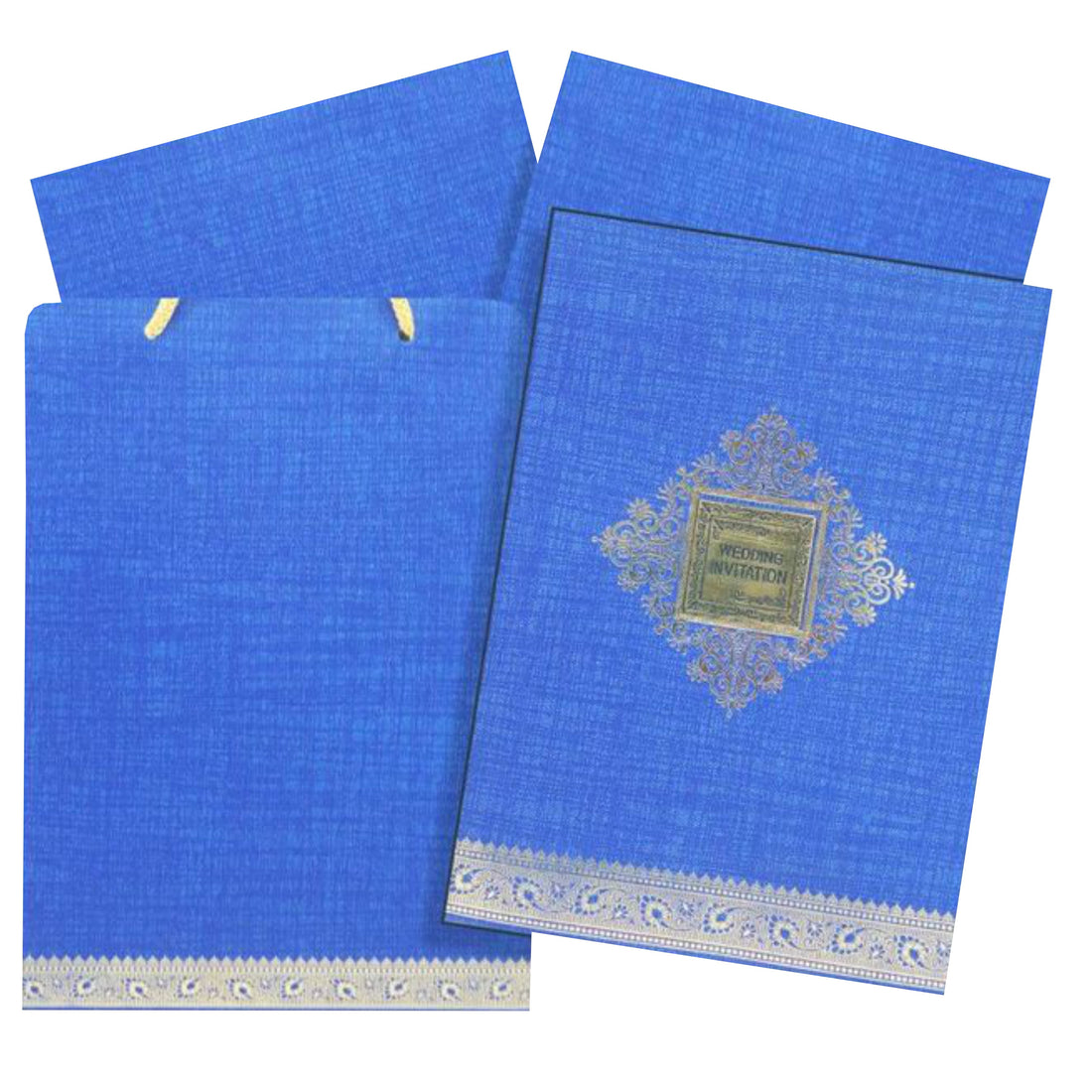 Enchanting Blue Shading With Gold Foiling Bag Type Wedding Card-KNCA201B
