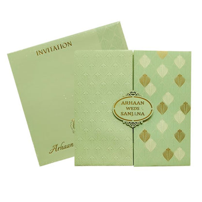 Pastel Green Embossed Invitation Card-King of Cards