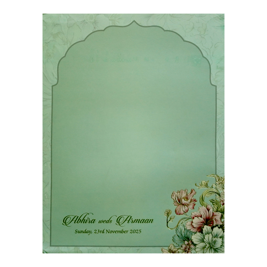 Light Green Floral Wedding Card-KPR09710