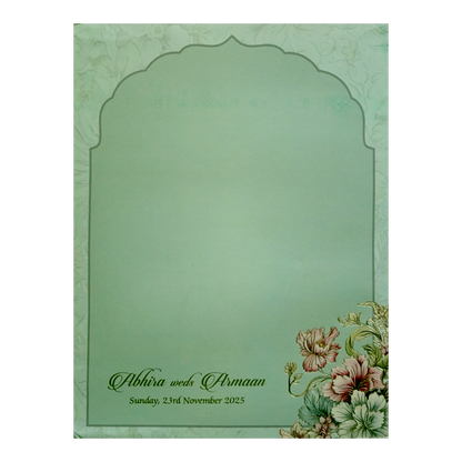 Light Green Floral Wedding Card-KPR09710
