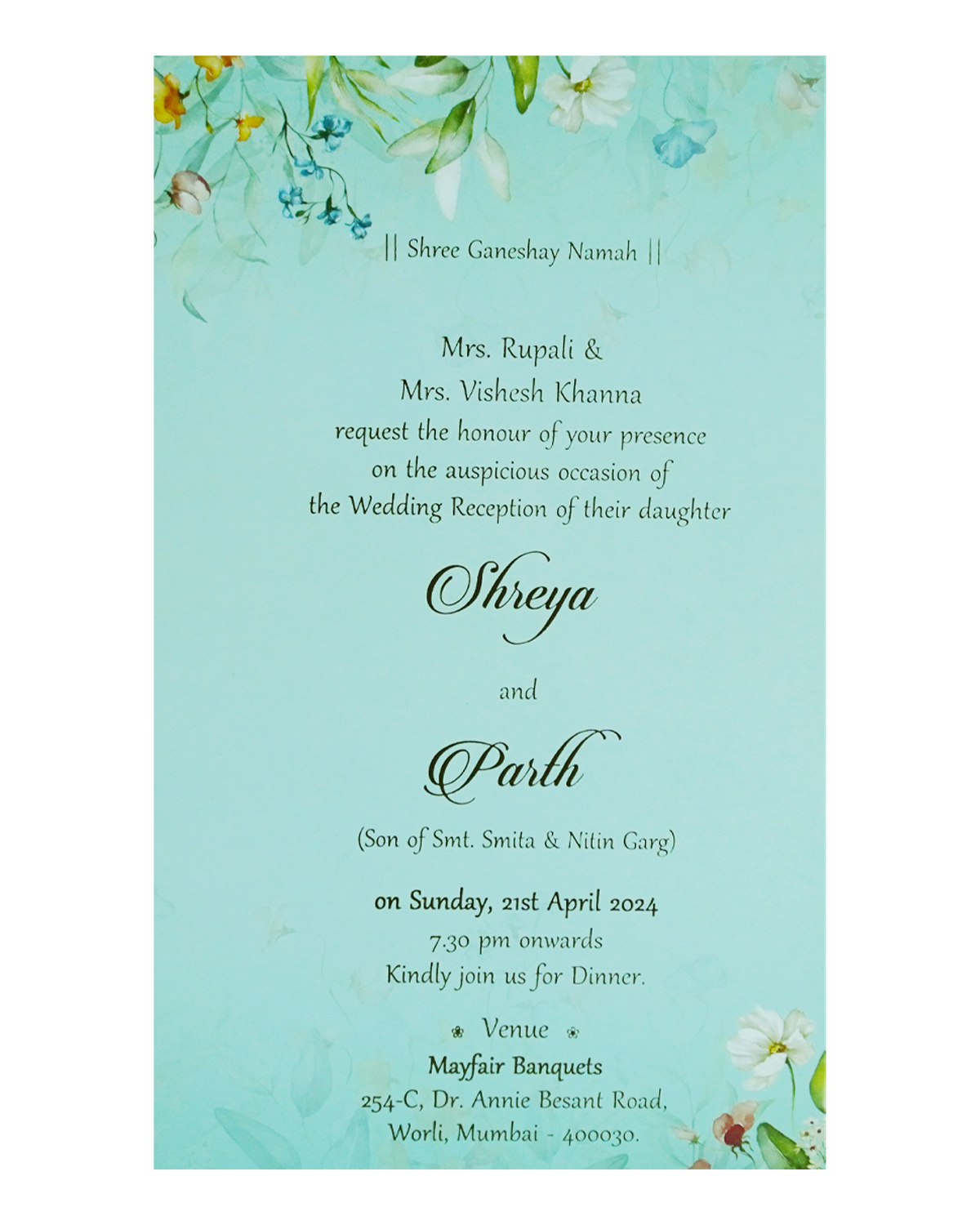 Blue Floral Single Card Design-KRCS7330
