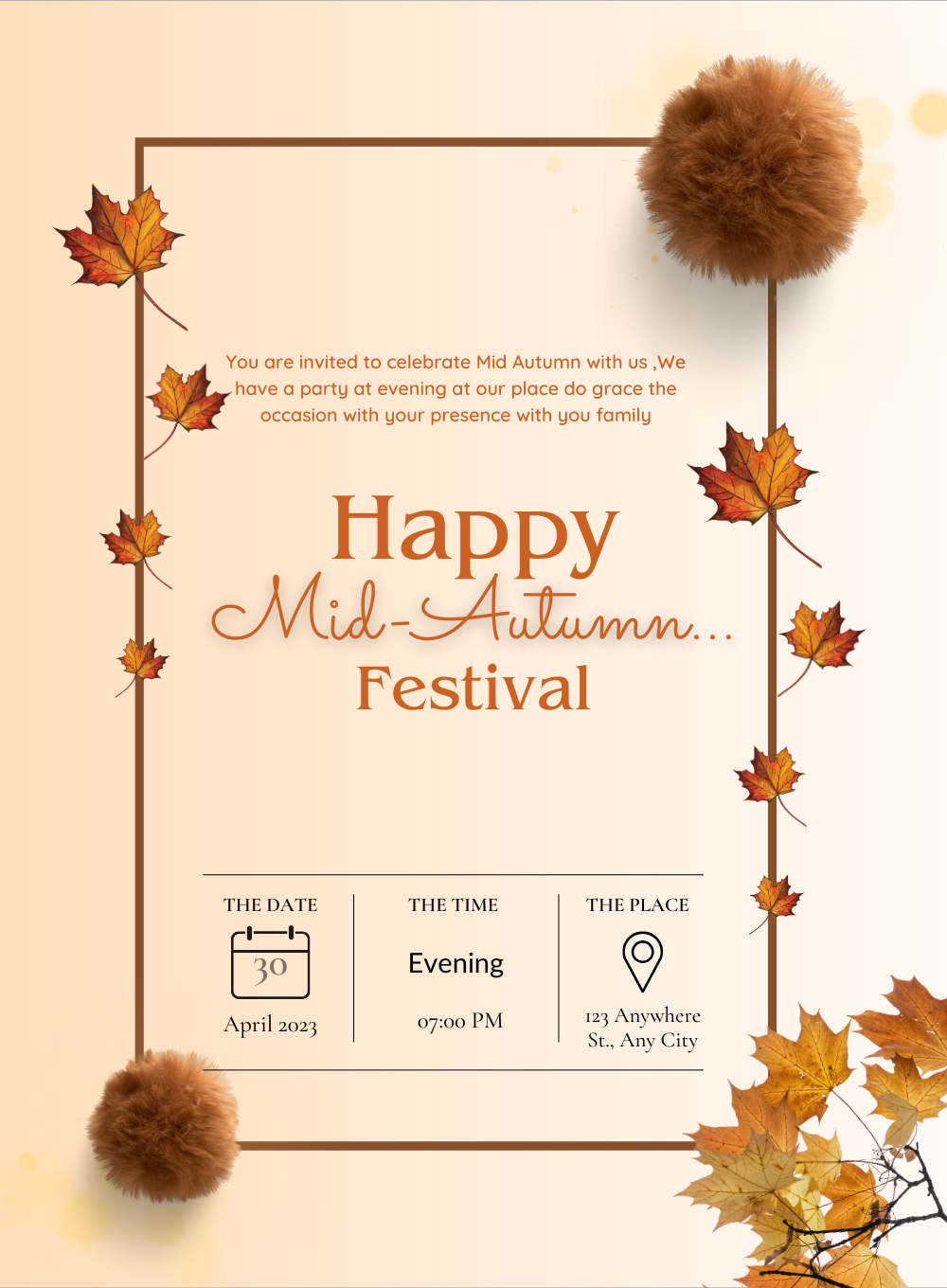 Warm and Golden mid-autumn festival Invitation-AAMID007
