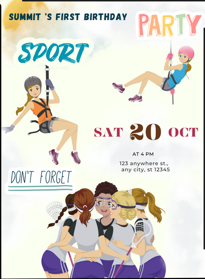 Watercolor Adventure Sports and activities Invitation-AASAA005