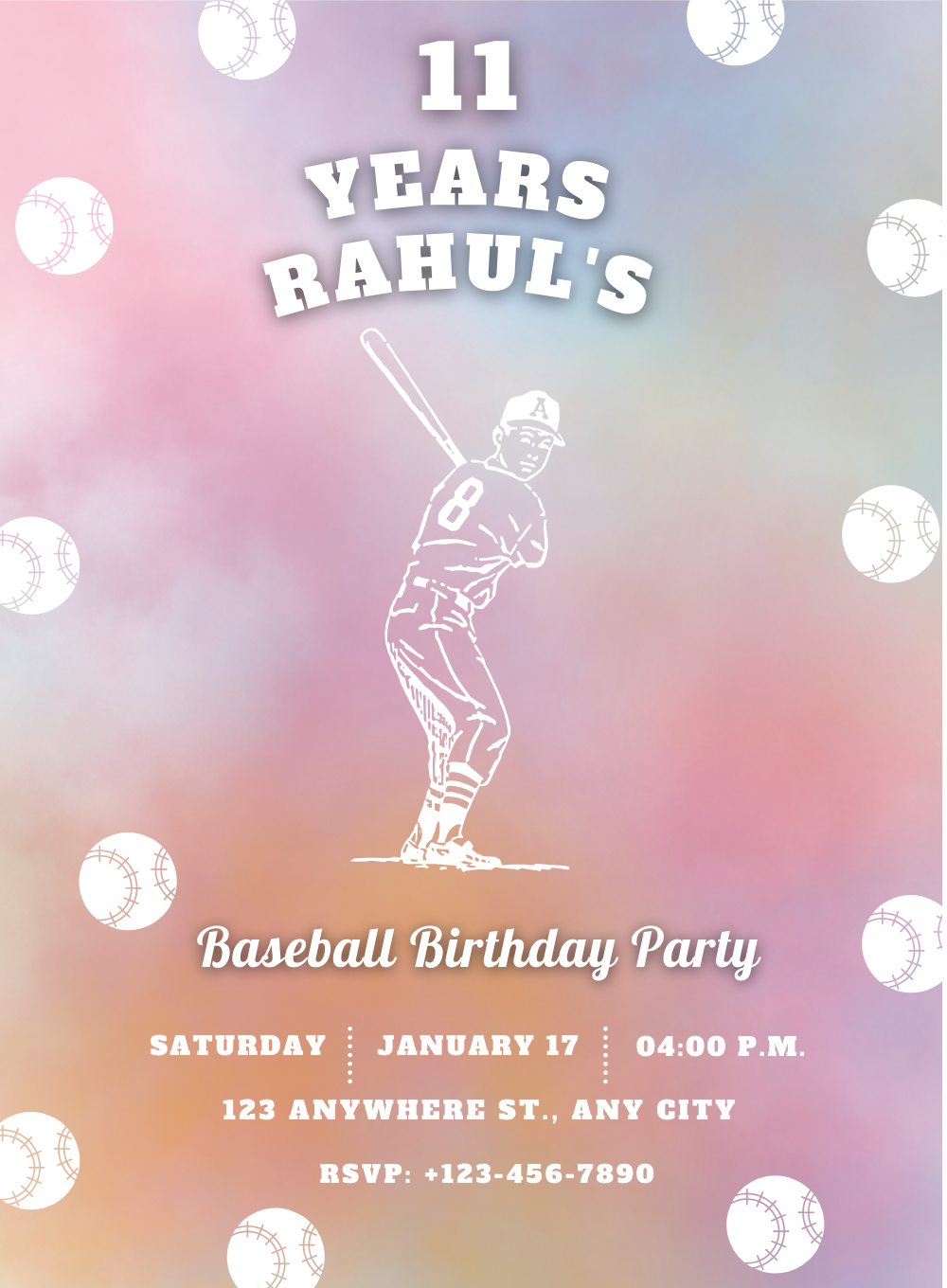 Watercolor Ball baseball Invitation-AABAS006