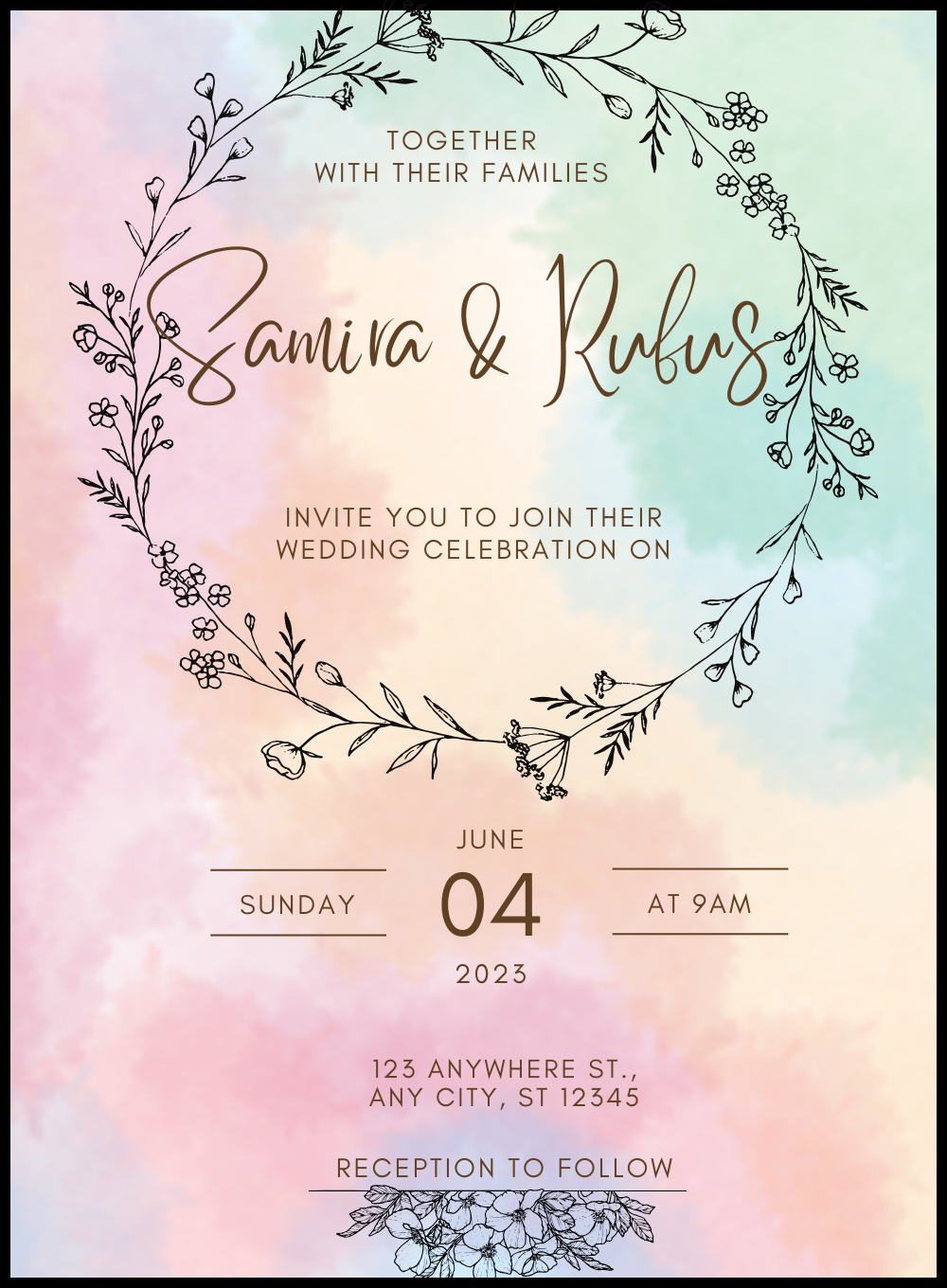 Watercolor Blush Christian Wedding Invitation-AACWI022
