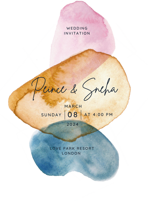 Watercolor Brushstrokes Premium Wedding Invitation-AAPWI004