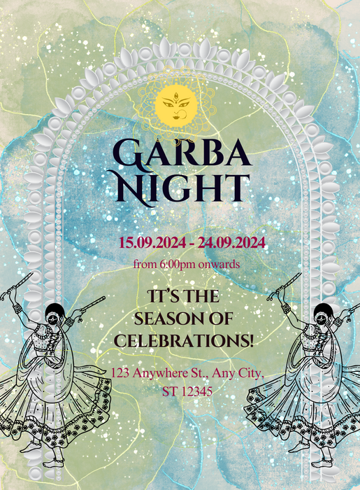Watercolor Dance Garba Invitations-AAGAI014