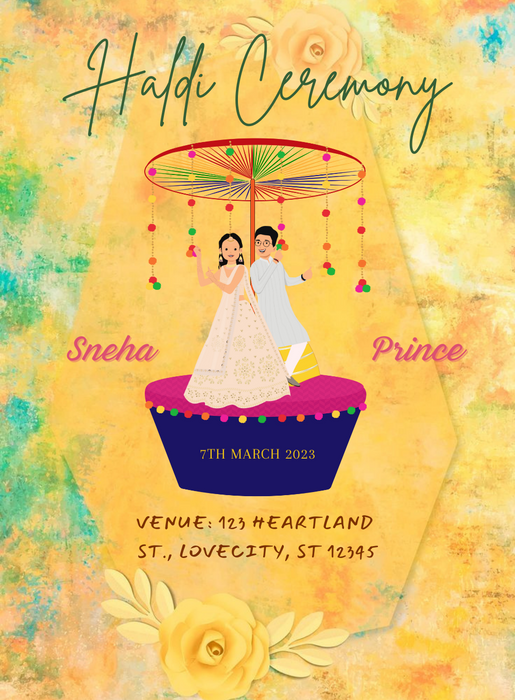 Watercolor Umbrella Haldi Cremony Invitation-AAHCI022