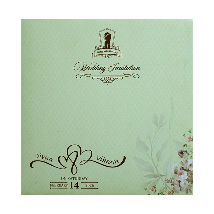 Pista Green Floral Design In Door Opening Pattern-KNKBY5408-King of Cards