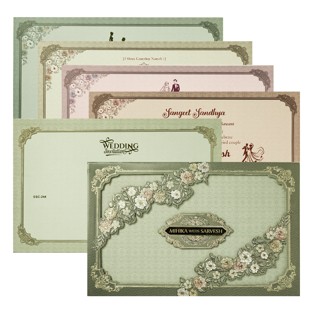 Check out Grey Pastel Floral Padded Wedding Card at best price. ✅WhatsApp Support ✅Express Delivery.|King of cards.