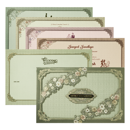 Check out Grey Pastel Floral Padded Wedding Card at best price. ✅WhatsApp Support ✅Express Delivery.|King of cards.