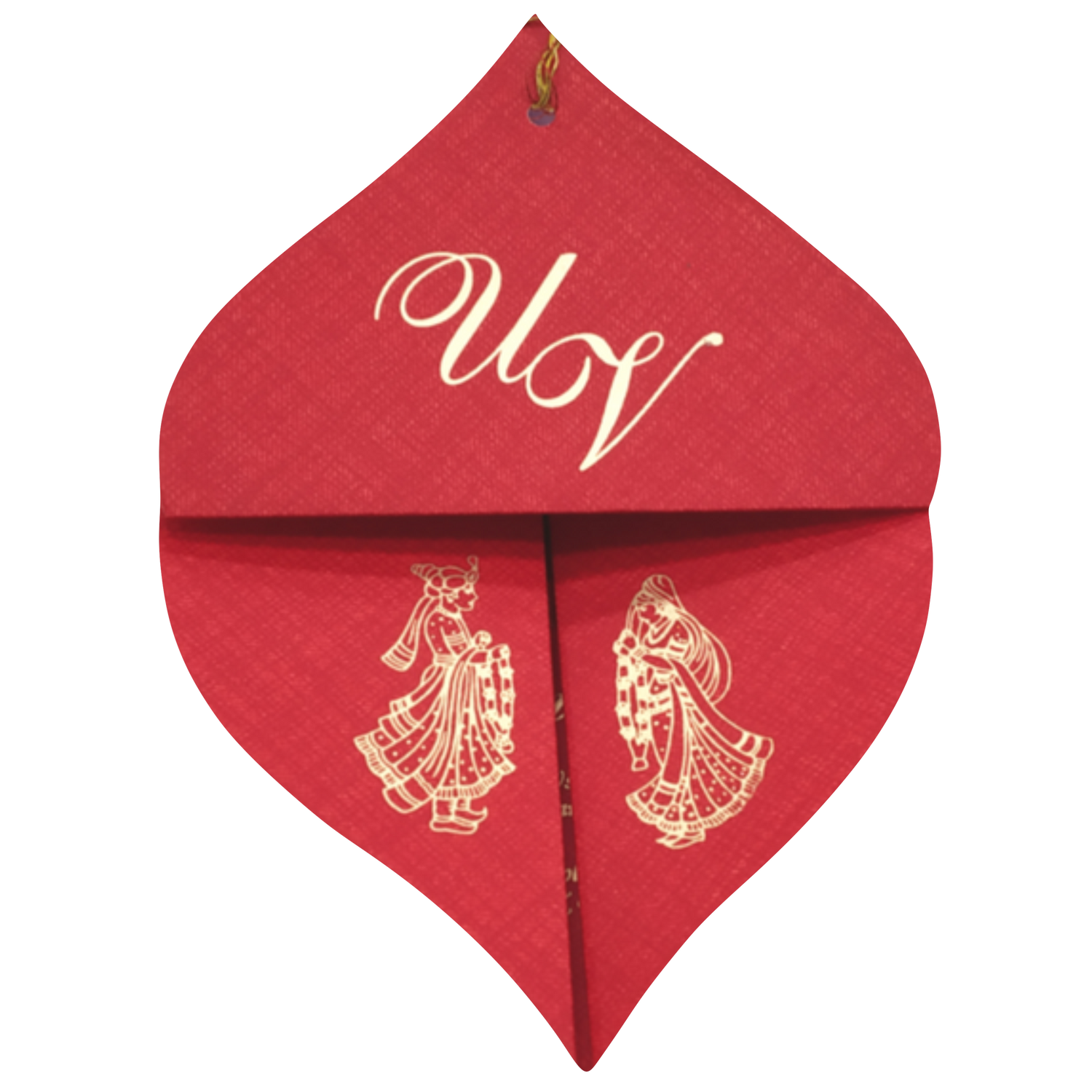 Red Designer Coconut Shape Wedding Card Design-KNF9100R