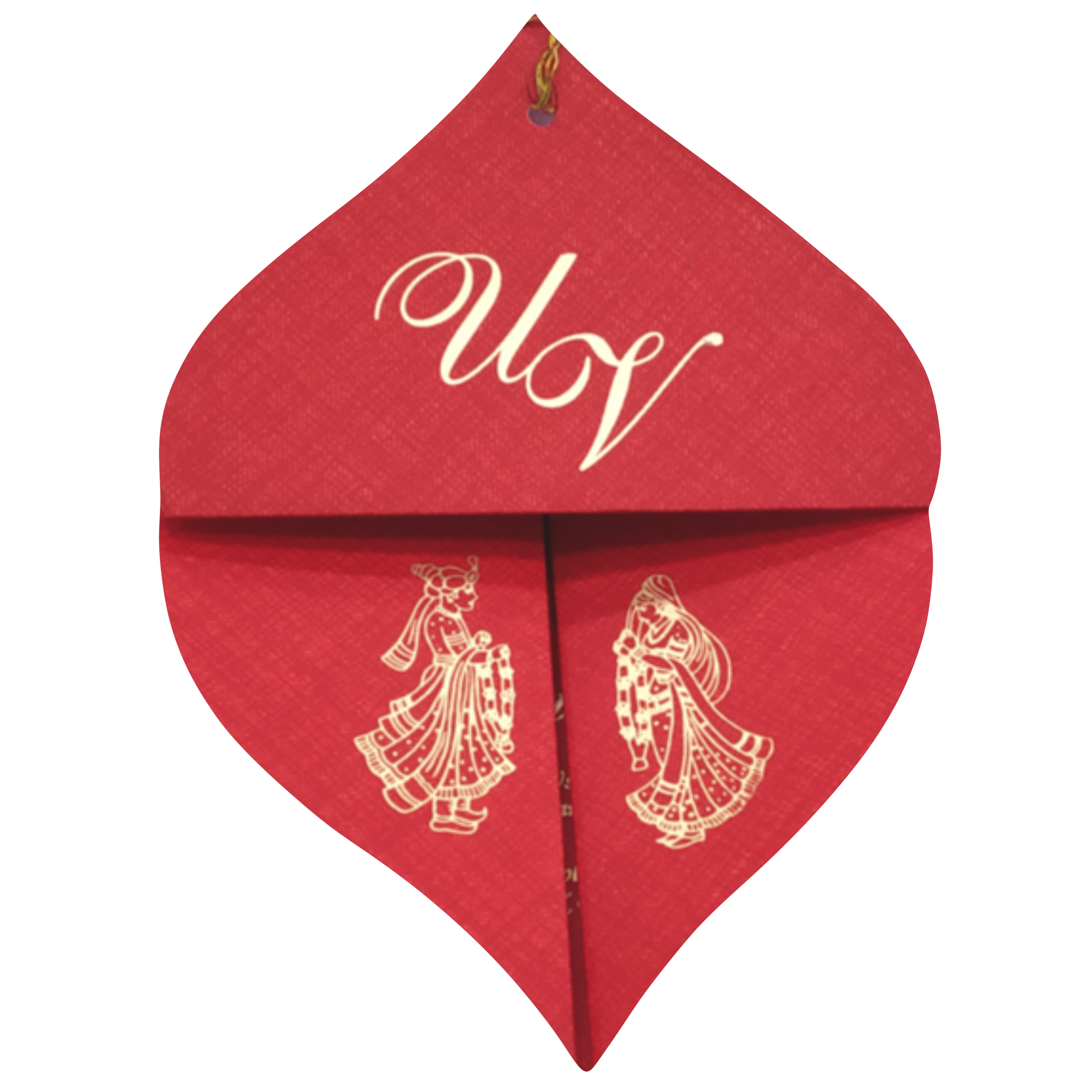 Red Designer Coconut Shape Wedding Card Design-KNF9100R