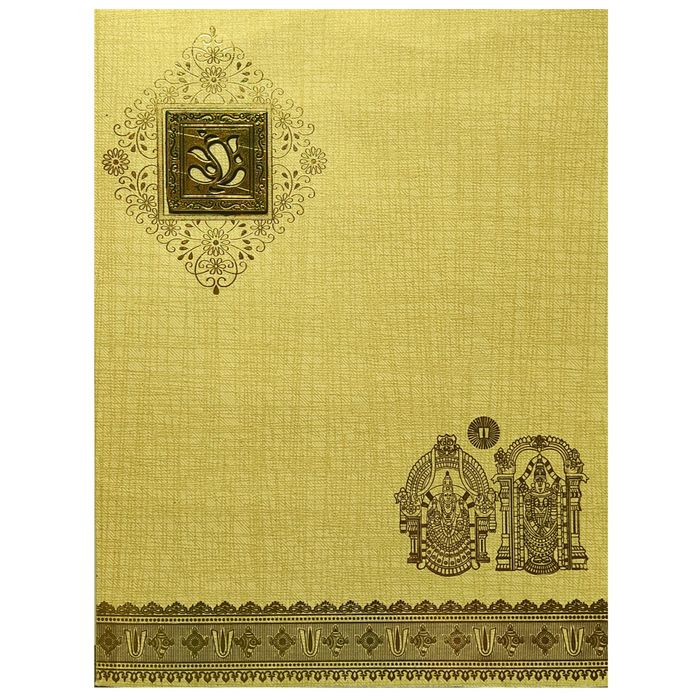 Gold Jumbo Metallic Balaji Padmavathi Design With Square Ganesha-KNK50133-King of Cards