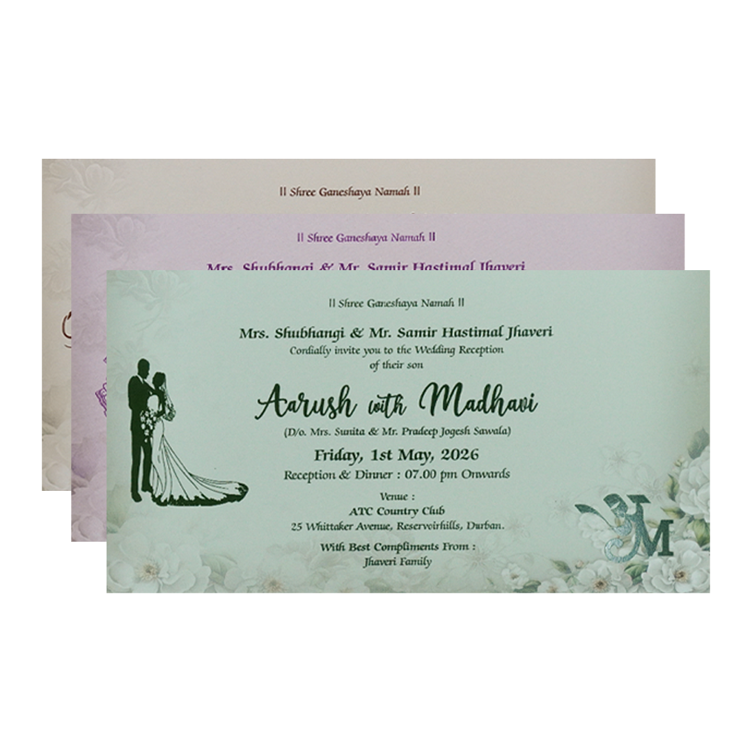 Grey Floral Padded Wedding Card-KSH72300